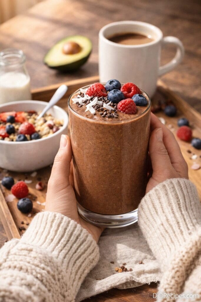 Avocado chocolate smoothie ready
