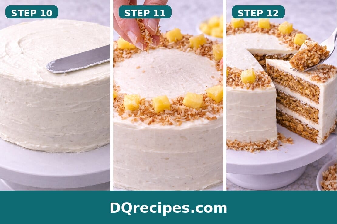 Hawaiian Carrot Pineapple Cake Final steps