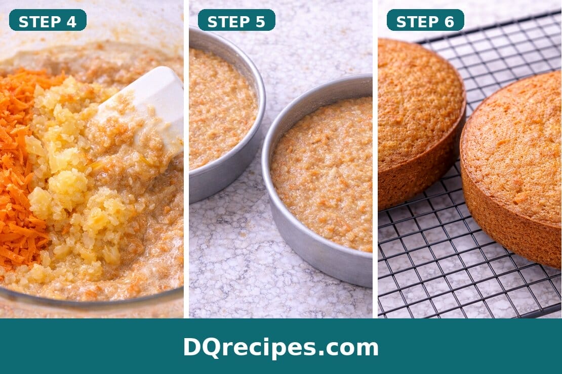 Hawaiian Carrot Pineapple Cake Steps 4,5 6